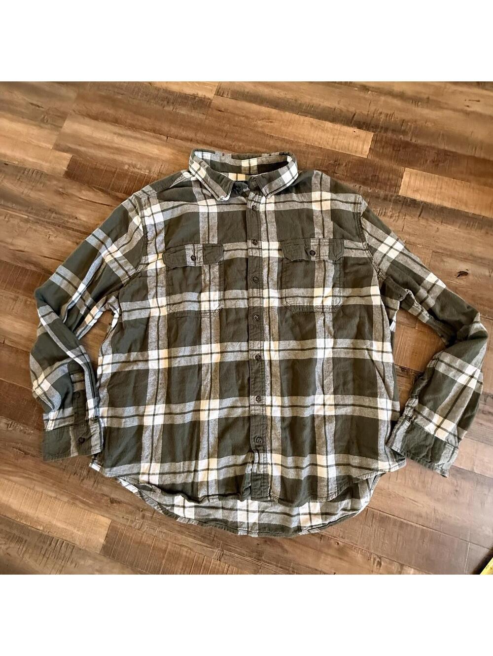 George Flannel Shirt‎ Size 2XL Plaid Collared Button Down Long Sleeve Green soft